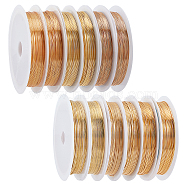 ARRICRAFT Round Copper Jewelry Wire, Long-Lasting Plated, Light Gold, 12rolls/sets(CWIR-AR0001-01KC)