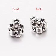 Tibetan Style Flower Tube Bails, Loop Bails, Alloy Bail Beads, Lead Free & Cadmium Free, Antique Silver, 8x6x4mm, Hole: 1mm(TIBEP-GC189-AS-RS)