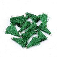 Polyester Tassel Decorations, with Unwelded Iron Jump Rings, Golden, Green, 26mm, Hole: 4mm(X-OCOR-Q034-16)