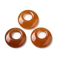 Natural Red Aventurine Pendants, Donut/Pi Disc Charms, 27.5~28x4.5~5.5mm(G-T122-76E)