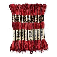 10 Skeins 6-Ply Polyester Embroidery Floss, Cross Stitch Threads, Segment Dyed, Dark Red, 0.5mm, about 8.75 Yards(8m)/skein(OCOR-K006-A44)