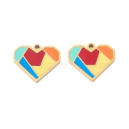 Vacuum Plating 304 Stainless Steel Enamel Pendants, Manual Polishing, Heart, Real 18K Gold Plated, 13x15x1mm, Hole: 1.2mm(STAS-P295-10G)