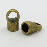 Brass Cord Ends, Cadmium Free & Lead Free, Antique Bronze, 12x19mm, Hole: 8mm, Inner Diameter: 8mm(KK-19X12-AB)