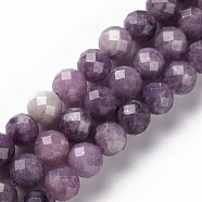 Natural Sugilite Beads Strands, Round, Faceted, 8mm, Hole: 1.2mm, about 48pcs/strand, 14.57 inch(37cm)(G-S362-129E)