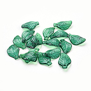 Transparent Acrylic Pendants, Leaf, Dark Green, 20x13x4mm, Hole: 2mm, about 100pcs/30g(TACR-FS0001-37)