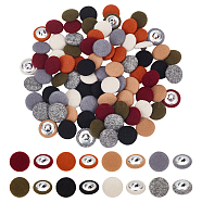 WADORN 80Pcs 8 Colors 1-Hole Woolen Cloth Button, with Aluminum Finding, Flat Round, Mixed Color, 20.5x9mm, Hole: 1.9x2.5mm, 10pcs/color(DIY-WR0003-46)