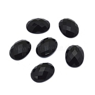 Natural Black Agate Cabochons, Faceted, Oval, 20x15x5.5mm(G-O175-11)