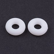 Silicone Beads, DIY Bracelet Making, Donut, White, 8x2mm, Hole: 3mm(SIL-E001-L-16)