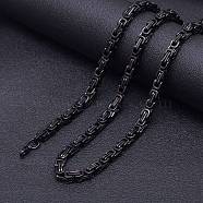 Titanium Steel Byzantine Chain Necklaces for Men, Black, 17.72 inch(45cm)(FS-WG56795-55)