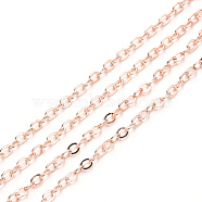 3.28 Feet Brass Cable Chains, Soldered, Flat Oval, Rose Gold, 2.6x2x0.3mm, Fit for 0.7x4mm Jump Rings(X-CHC-T008-06B-RG)