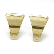 304 Stainless Steel Stud Earring Findings, with Loop, Trapezoid, Golden, 16x12mm, Hole: 1.4mm, Pin: 0.8mm(STAS-Q225-10G)