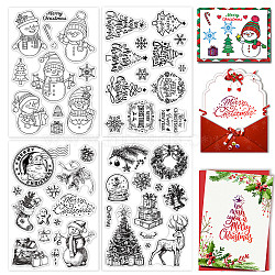 4 Sheets 4 Styles PVC Plastic Stamps, for DIY Scrapbooking, Photo Album Decorative, Cards Making, Stamp Sheets, Christmas Themed Pattern, 16x11x0.3cm, 1 sheet/style(DIY-CP0007-06C)