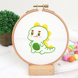 DIY Display Decoration Embroidery Kit, including Embroidery Needles & Thread & Fabric, Plastic Embroidery Hoop, Dinosaur Pattern, 76x61mm(SENE-PW0003-071G)