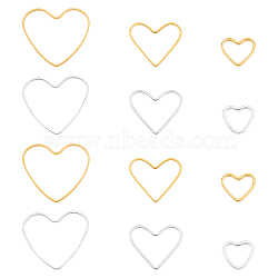 CHGCRAFT Brass Linking Rings, Valentine's Day Jewelry Accessory, Heart, Plated in Golden & Silver, Golden & Silver, 12x13.5x1mm, 300pcs/box(KK-CA0001-17)