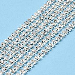 Glass Rhinestone Cup Chains, with Silver Brass Chain, Crystal, 5.5x2.5mm, 8m/bag(CHC-TAC0001-01A)
