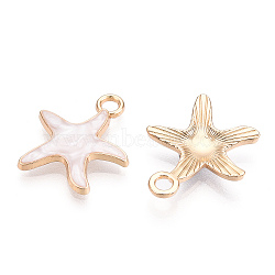 Alloy Pendants, with Enamel, Starfish, Light Gold, Linen, 20x18x3mm, Hole: 2.5mm(ENAM-S119-059D)
