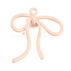 Baking Paint Alloy Pendants, Bowknot, PeachPuff, 45x42x6mm, Hole: 3mm(FIND-G080-02B)