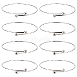 10Pcs Adjustable 304 Stainless Steel Wire Cuff Bangle Making, with Irremovable Ball, Stainless Steel Color, Inner Diameter: 2-3/4 inch(7.1cm)(MAK-BBC0001-15)