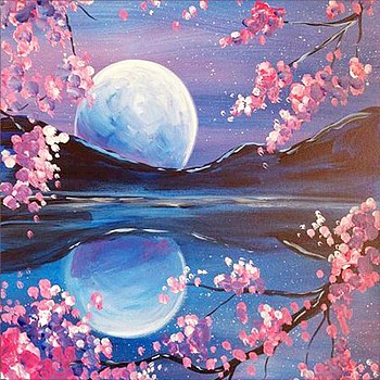 Moon DIY Diamond Painting Kit, Including Resin Rhinestones Bag, Diamond Sticky Pen, Tray Plate and Glue Clay, Colorful, 300x300mm