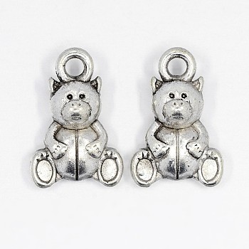 Tibetan Style Alloy Charms, Lead Free and Cadmium Free, Bear, Antique Silver, Cadmium Free & Nickel Free & Lead Free