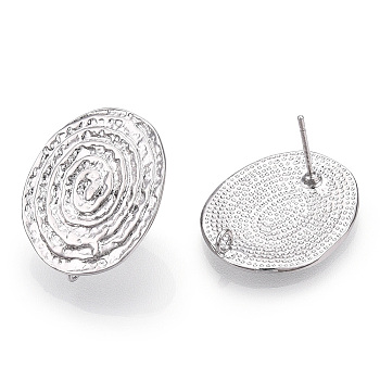 Brass Stud Earring Findings, Vortex with Vertical Loops, Real Platinum Plated, 22x19mm, Hole: 1.8mm, Pin: 0.7mm