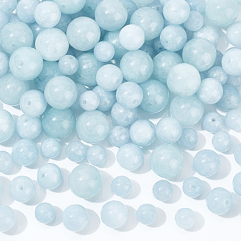3 Strands 3 Styles Natural Chalcedony Beads Strands, Imitation Aquamarine, Dyed & Heated, Round, 6~10mm, Hole: 1mm, 1 strand/style