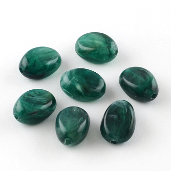 Oval Imitation Gemstone Acrylic Beads, Teal, 18x13x9.5mm, Hole: 2mm, about 310pcs/500g