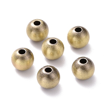 Rack Plating Brass Spacer Beads, Lead Free & Cadmium Free, Round, Brushed Antique Bronze, 6mm, Hole: 1.5mm
