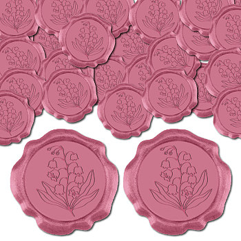 50Pcs Adhesive Wax Seal Stickers, Envelope Seal Decoration, For Craft Scrapbook DIY Gift, Pale Violet Red, Flower, 30mm