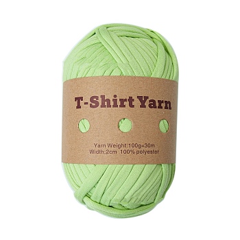 Polyester Cloth Yarn, For Hand Knitting Thick Thread, Crochet Cloth Yarn, Lime Green, 20mm, about 32.81 Yards(30m)/Skein