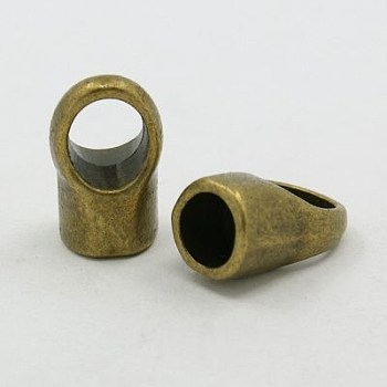 Brass Cord Ends, Cadmium Free & Lead Free, Antique Bronze, 12x19mm, Hole: 8mm, Inner Diameter: 8mm