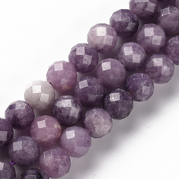 Natural Sugilite Beads Strands, Round, Faceted, 8mm, Hole: 1.2mm, about 48pcs/strand, 14.57 inch(37cm)