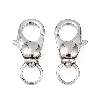 Tarnish Resistant 304 Stainless Steel Swivel Lobster Claw Clasps, Swivel Snap Hooks, Stainless Steel Color, 25x11x6mm, Hole: 6mm