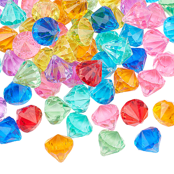 ARRICRAFT 100Pcs Acrylic Rhinestone Pointed Cabochons, Faceted, Diamond, Mixed Color, 24x21~22mm