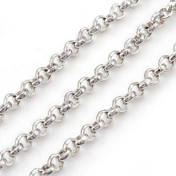 Iron Rolo Chains, Belcher Chain, Unwelded, Cadmium Free & Nickel Free & Lead Free, Platinum, 2.5x1mm, about 328.08 Feet(100m)/roll