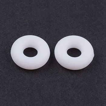 Silicone Beads, DIY Bracelet Making, Donut, White, 8x2mm, Hole: 3mm