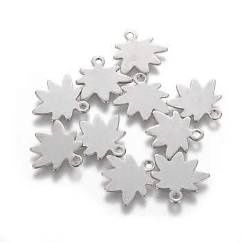 201 Stainless Steel Charms, Leaf, Stainless Steel Color, 14.5x14.5x0.8mm, Hole: 1.4mm