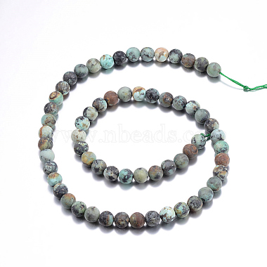 Frosted Natural African Turquoise(Jasper) Round Beads Strands(X-G-D746-8mm)-2