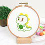 DIY Display Decoration Embroidery Kit, including Embroidery Needles & Thread & Fabric, Plastic Embroidery Hoop, Dinosaur Pattern, 76x61mm