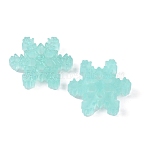 Christmas Translucent Resin Cabochons, with Glitter Powder, Snowflake, Turquoise, 20x23x5mm(RESI-WH0026-40B-01)