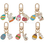 6Pcs Halloween Theme Alloy Enamel Pendant Decorations, with Alloy Swivel Lobster Claw Clasps, Mixed Shapes, Mixed Color, 56~66mm(KEYC-PH01574)