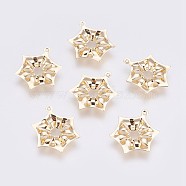 Brass Pendants, Long-Lasting Plated, Hexagon, Nickel Free, Real 18K Gold Plated, 19.5x15.2x2mm, Hole: 1mm(KK-I622-13G-A-NF)