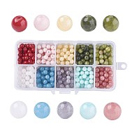 10 Colors Natural Jade Beads, Round, 6mm, Hole: 0.8~1mm, about 50pcs/color, 500pcs/box(G-JP0001-05-6mm)