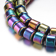 Electroplate Magnetic Synthetic Hematite Bead Strands, Grade A, Drum, Multi-color Plated, 8x8mm, Hole: 1.2mm, about 52pcs/strand, 15.7 inch(40cm)(G-A164-11D-01)