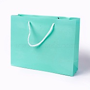 Kraft Paper Bags, with Handles, Gift Bags, Shopping Bags, Rectangle, Aquamarine, 21x27x8.1cm(AJEW-F005-02-B01)