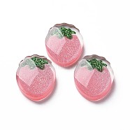 Transparent Epoxy Resin Cabochons, with Glitter Powder, Strawberry, Light Coral, 22x18x7mm(X-CRES-S365-31)