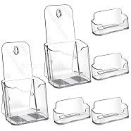 2Pcs 1 Layer Transparent Acrylic Wall Mounted Brochure Stand Rack, Literature Holders for Magazine Paper Pamphlet Menu Display, with 4Pcs Acrylic Name Card Holder, Clear, 8.4x11x20cm, Inner Diameter: 10.7cm(AJEW-GL0001-74)