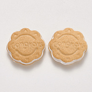 Resin Decoden Cabochons, Imitation Food Biscuits,  Flower Shaped Biscuits, Wheat, 22~23x6mm(X-CRES-N022-06)