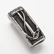 304 Stainless Steel Slide Charms, Rectangle, Antique Silver, 41x17x15mm, Hole: 7x12mm(STAS-F063-25)