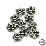 925 Sterling Silver Daisy Spacer Beads, Flowerr, Antique Silver, 3x3x1mm, Hole: 0.5mm(X-STER-A010-167)